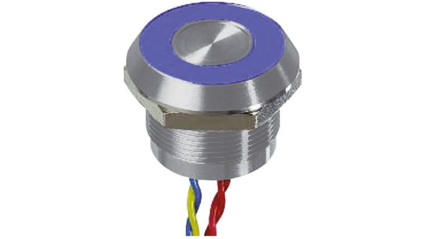 APEM Illuminated Piezo Switch, Momentary, Pulse, SPST, IP68, Wire Lead, 200 mA @ 24 V dc, -40 → +75°C