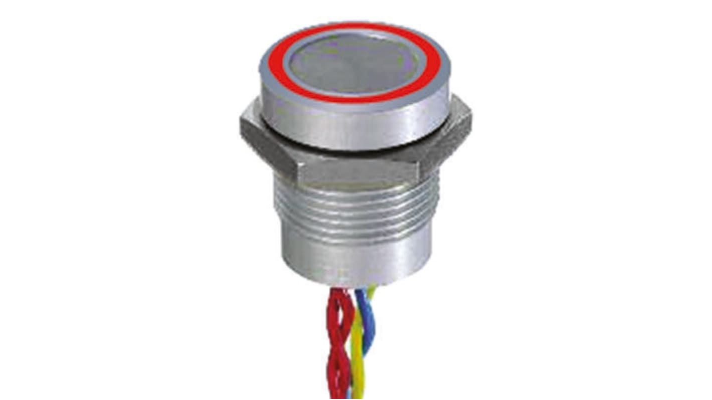 APEM Illuminated Piezo Switch, Latching, IP68, Flying Lead, 200 mA @ 24 V dc, -40 → +75°C