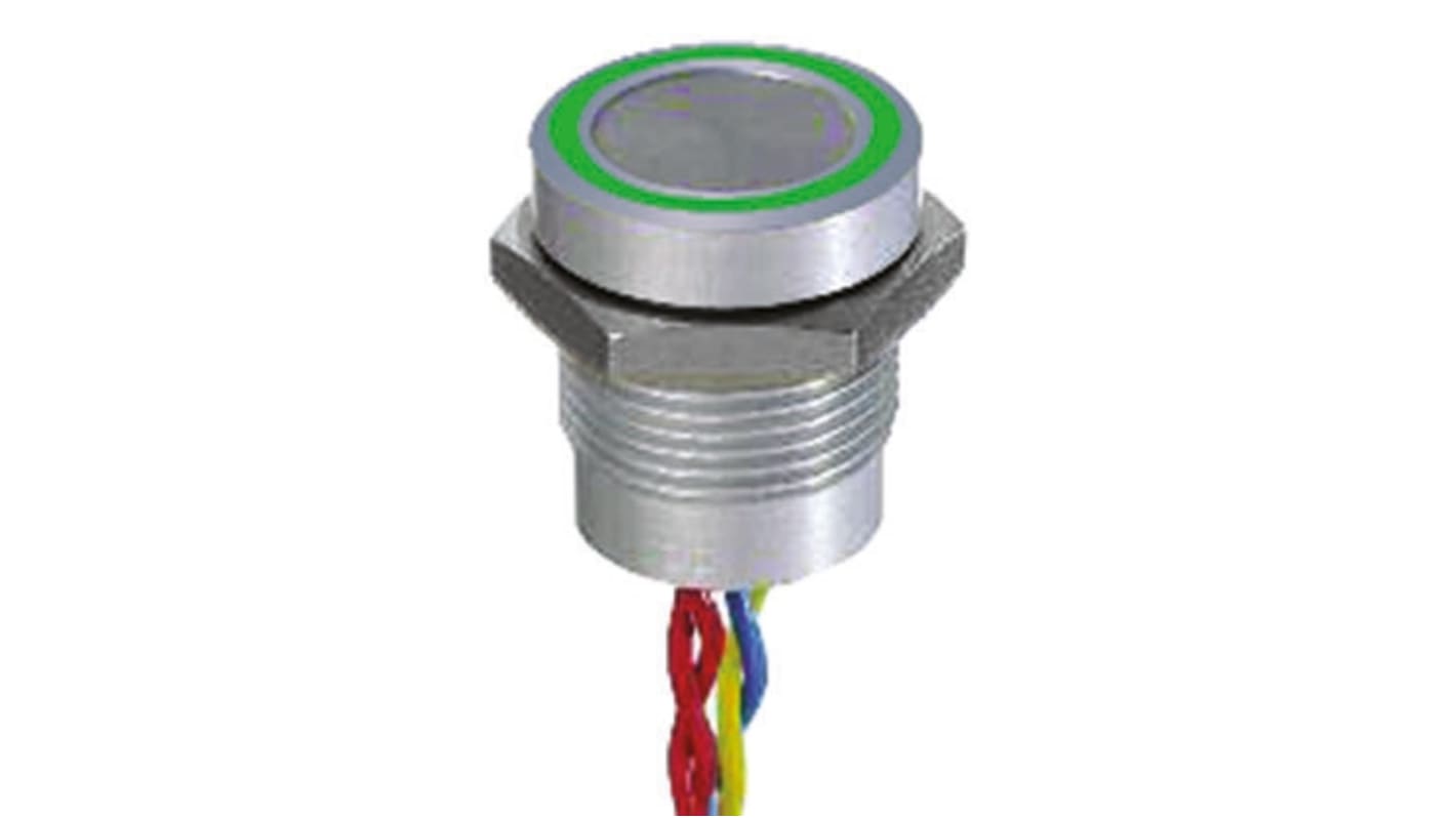 APEM Illuminated Piezo Switch, Momentary, Pulse, SPST, IP68, Flying Lead, 200 mA @ 24 V dc, -40 → +75°C