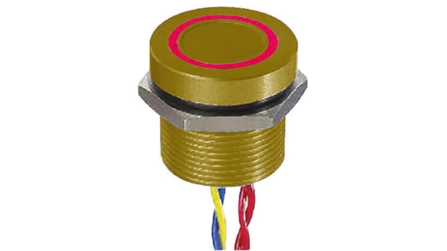 APEM Illuminated Piezo Switch, Latching, IP68, Flying Lead, 200 mA @ 24 V dc, -40 → +75°C