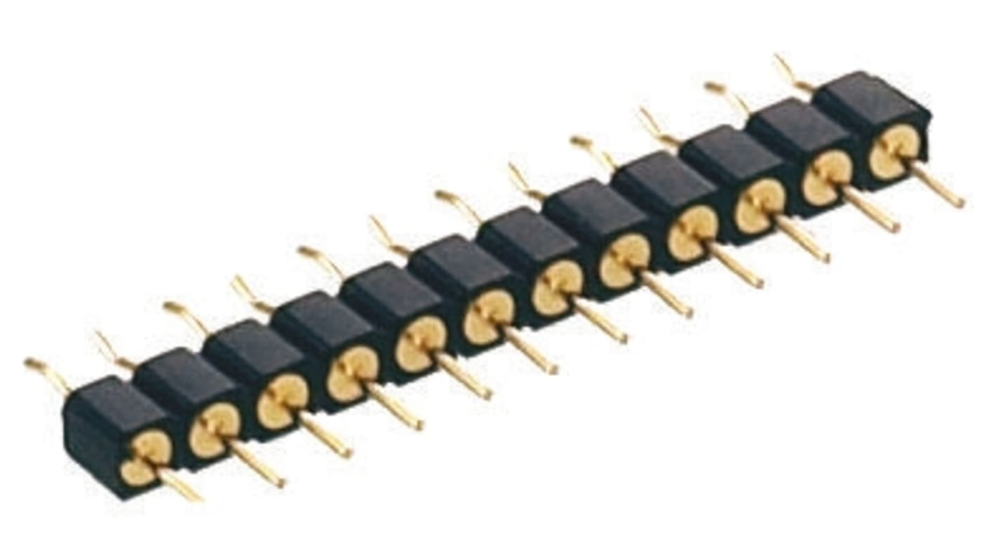 Preci-Dip 350 Series Straight Through Hole Pin Header, 10 Contact(s), 2.54mm Pitch, 1 Row(s), Unshrouded