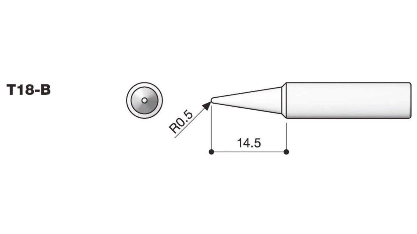 ハッコー はんだごて交換コテ先 T18シリーズR0.5 mm, 斜めカット形状T18-B