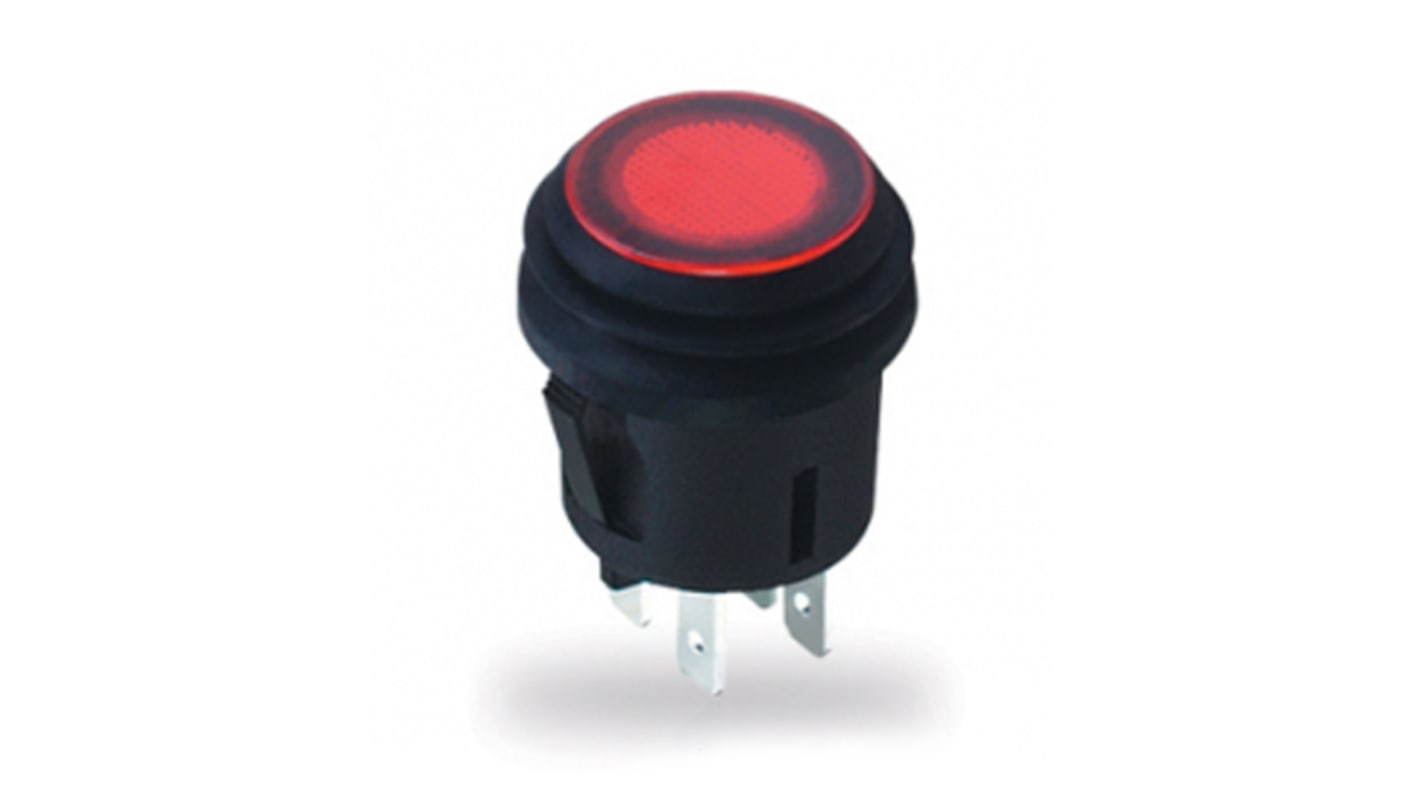 Interruptor de Botón Pulsador ZF, color de botón Rojo, SPST, Enclavamiento, 10 A a 220 V, 125V ac, Montaje en Panel,