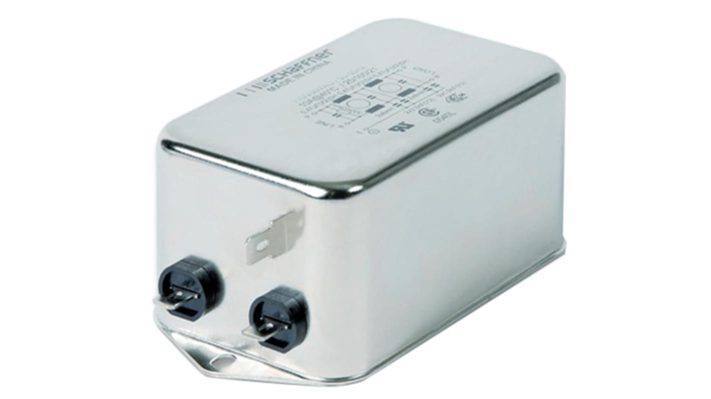 Schaffner, FN2090 10A 250 V ac/dc 0 → 400Hz, Flange Mount EMI Filter, Fast-On, Single Phase