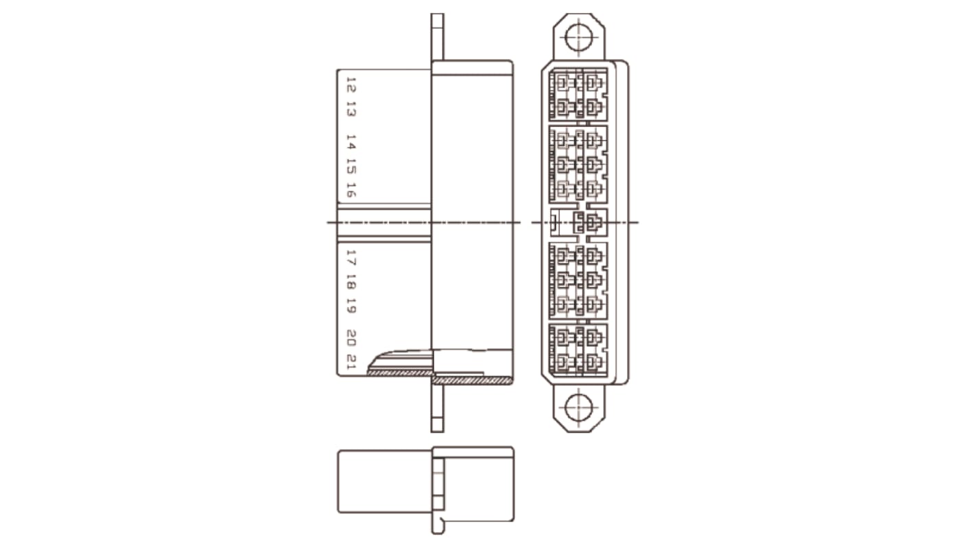 TE Connectivity Multi-Interlock Mark II Steckverbindergehäuse Buchse, 17-polig / 2-reihig Gerade für Freiverdrahteter