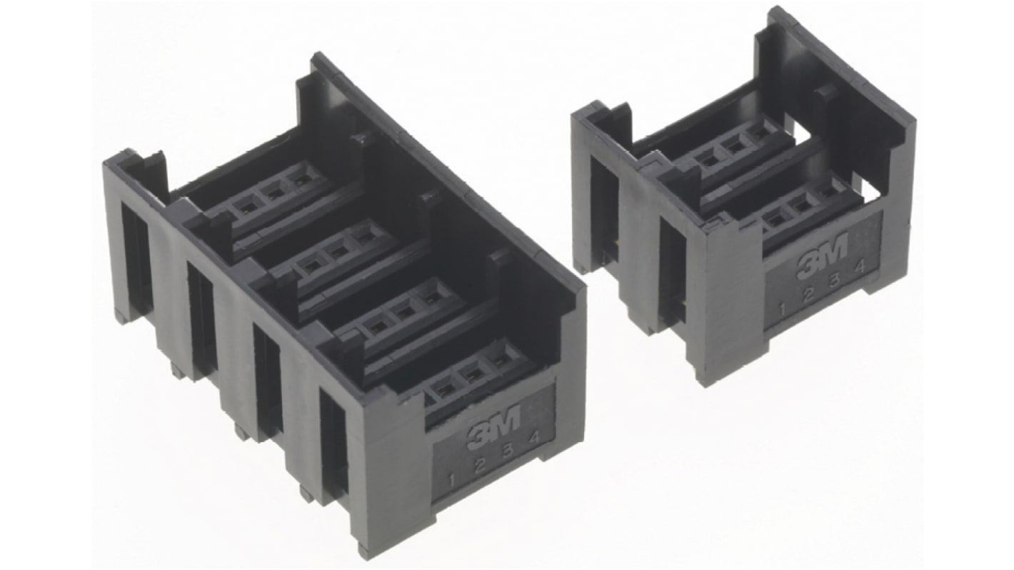 3M IDC连接器, 母座, 4p, 2.0mm间距, THT安装, 焊接端接, 直向, 372系列
