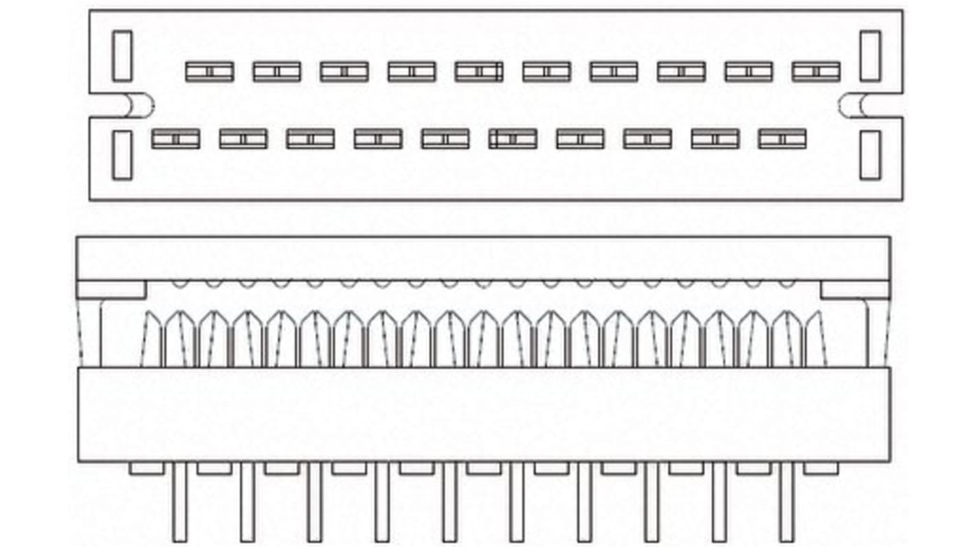 TE Connectivity IDC连接器, 公插, 24p, 2.54mm间距, 2排, 电缆安装, IDC端接, 直角, AMP-LATCH 622系列
