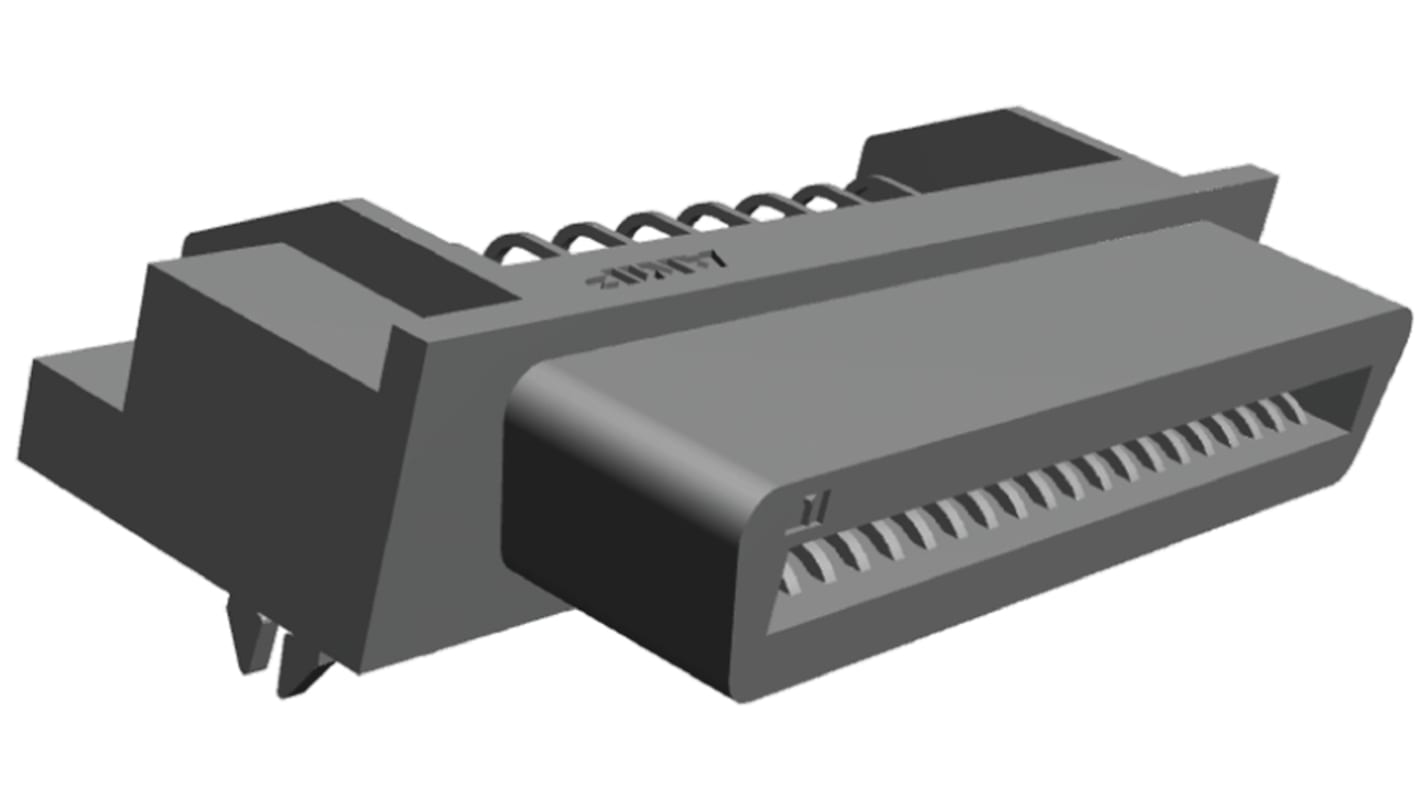 TE Connectivity CHAMP 050 Series Right Angle Through Hole Mount PCB Socket, 50-Contact, 1-Row, 1.27mm Pitch, Solder