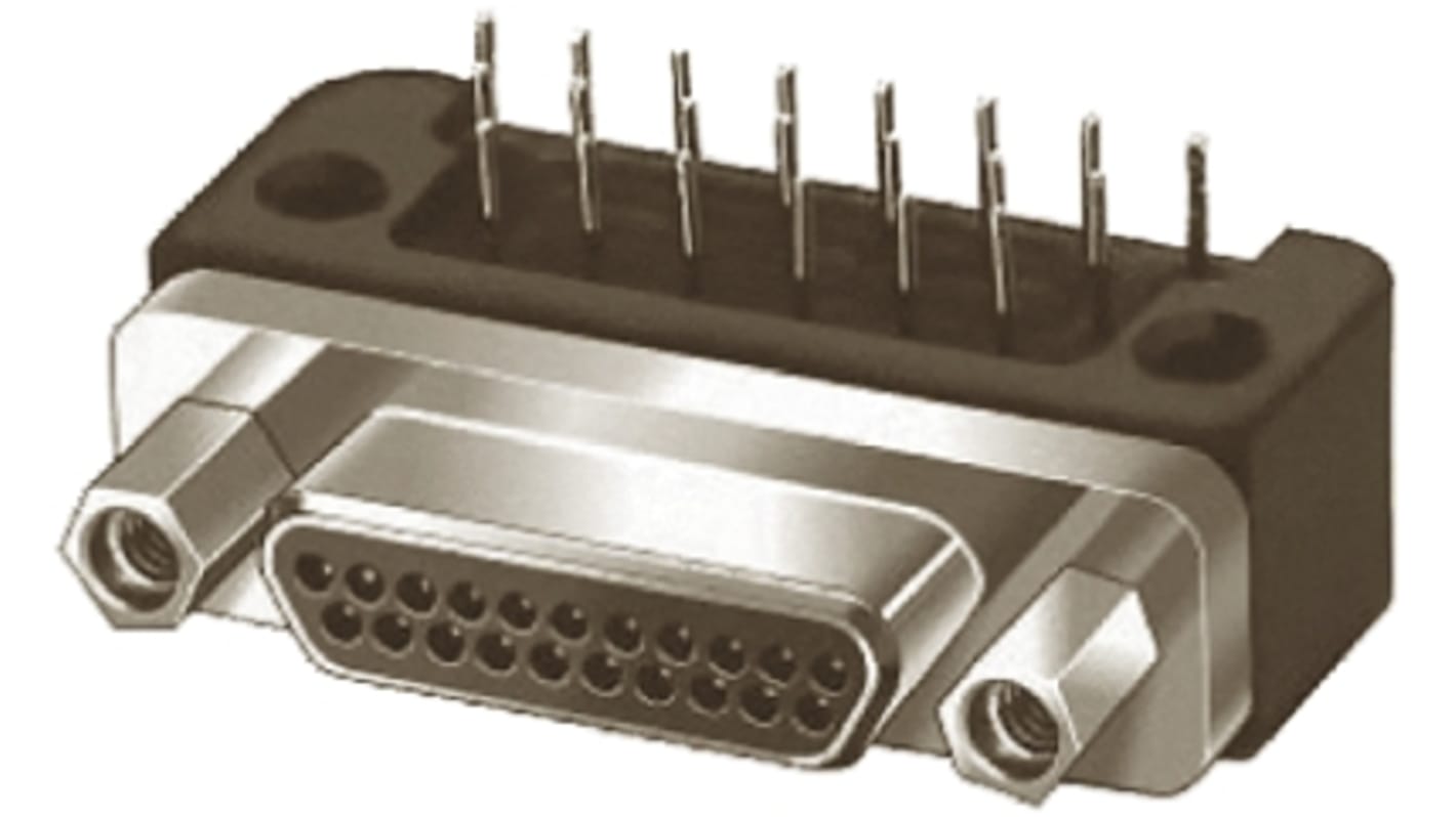Glenair M83513 15 Way Right Angle Through Hole Micro-D PCB Connector Plug, 2.54mm Pitch