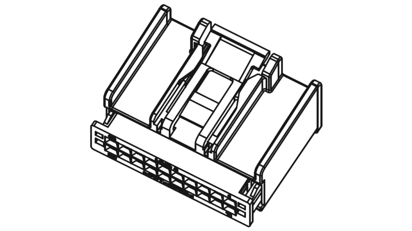 Carcasa de conector Molex 30700-1080, Serie H-DAC 64, paso: 2.54mm, 8 contactos, 2 filas, Recto, Hembra