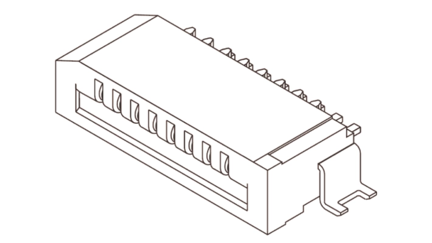 Molex Easy-On, SMD FPC-Steckverbinder, Buchse, 8-polig / 1-reihig, Raster 1mm Lötanschluss