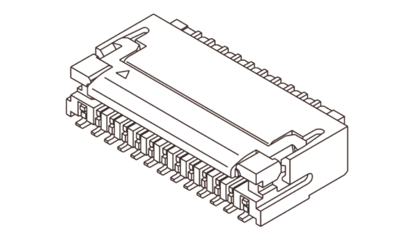 Molex FPC连接器, 母座, 39p, 0.3mm间距, 单排, SMT安装, 直角, 200mA, 50 V, Easy-On系列