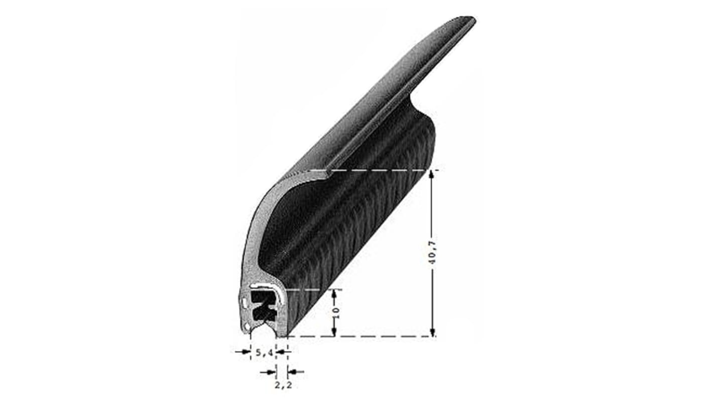 RS PRO Türdichtung, , EPDM, Schwarz, B. 5.4mm, H. 40,7 mm, L. 20m