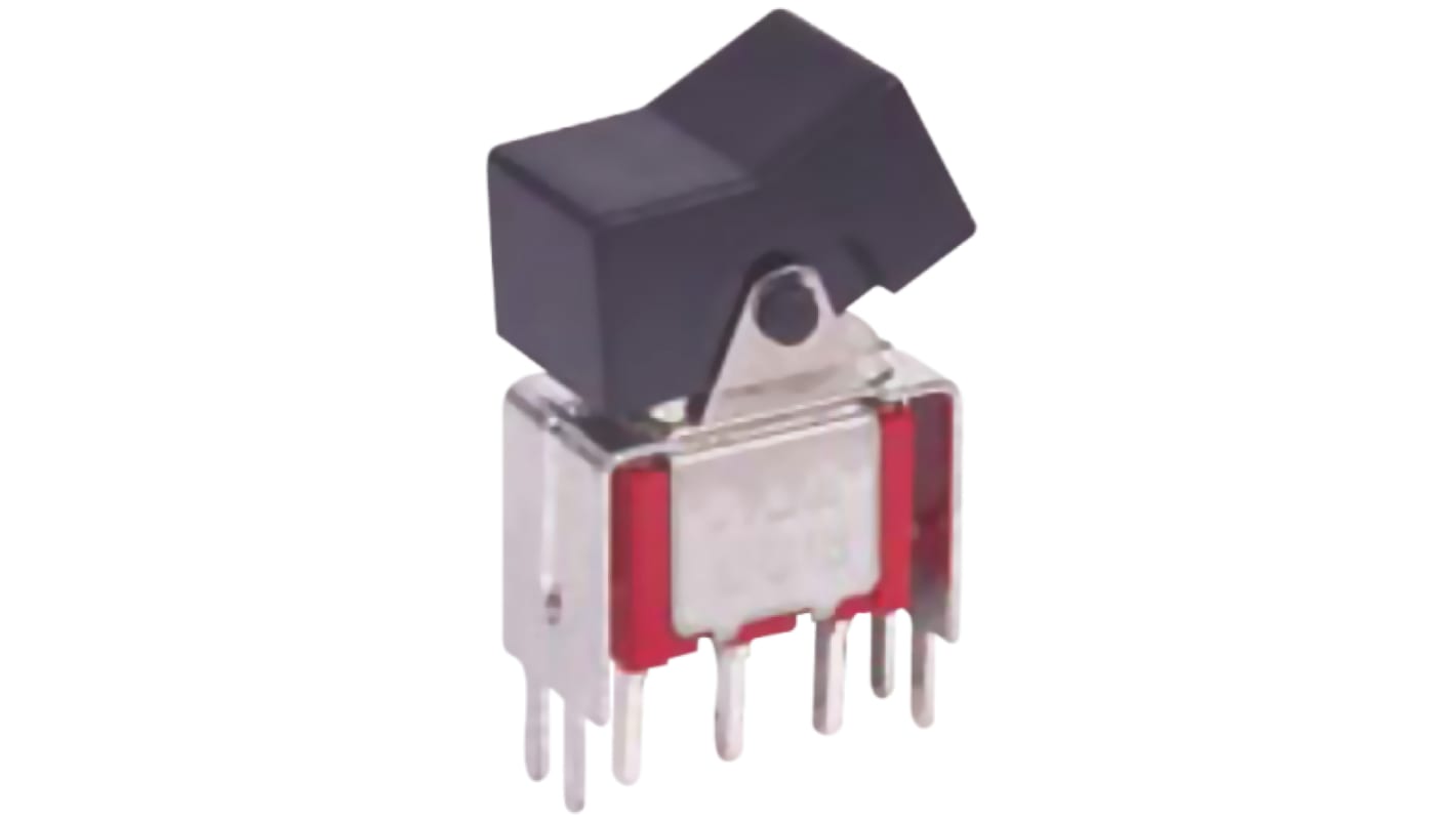 RS PRO 船型开关, 黑色矩形执行器, 单刀双掷, PCB安装, 125V, 28V, 关-(关)操作