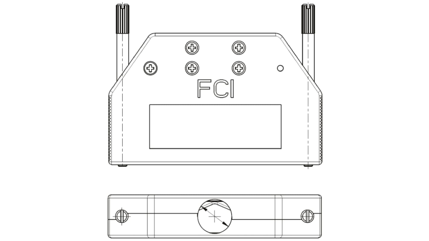 Amphenol ICC 8655MH Series Die Cast Zinc D Sub Backshell, 37 Way, Strain Relief