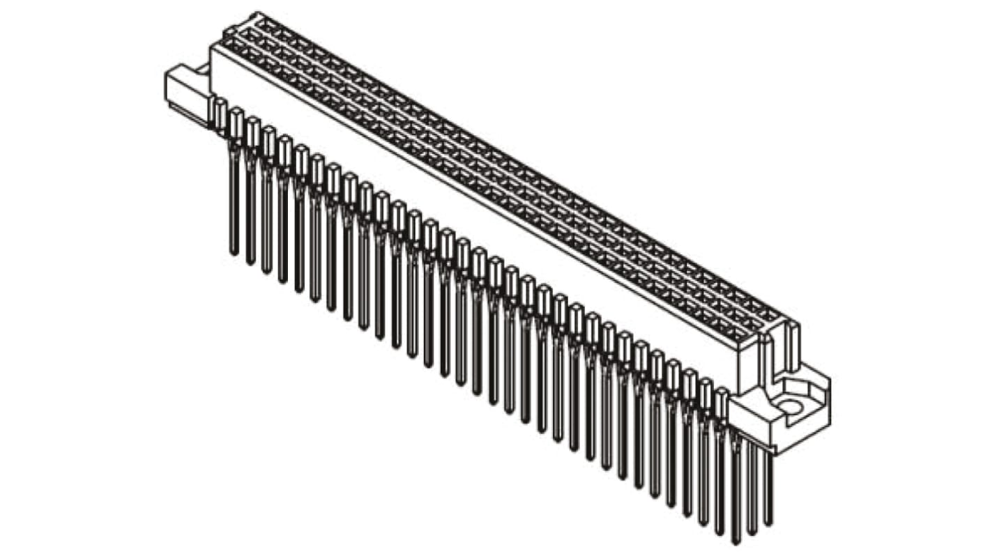 Conector DIN 41612 hembra HARTING de 64 contactos serie 09 03, paso 2.54mm, 3 filas, clase C2