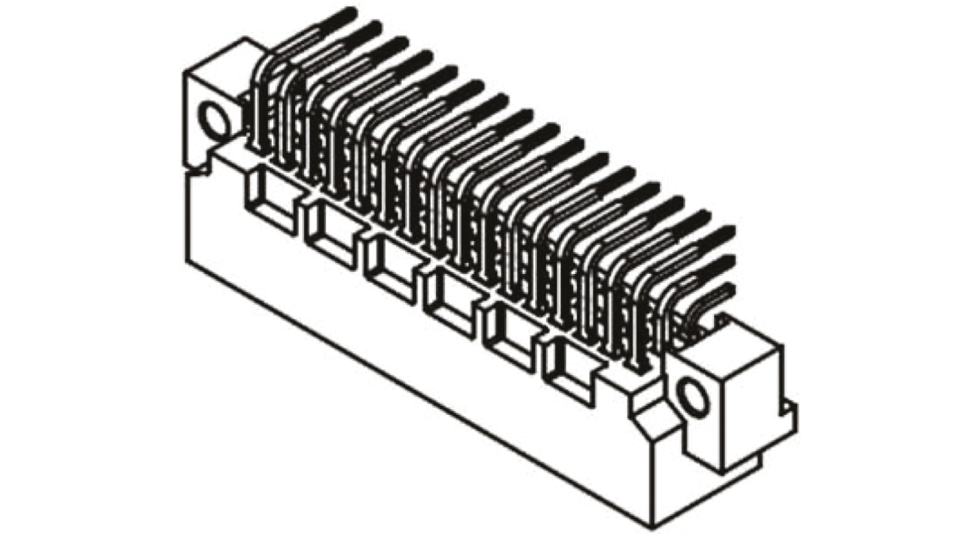 Connecteur DIN 41612 HARTING série 09 23, 48 contacts Mâle, Angle droit sur 3 rangs, entraxe 2.54mm