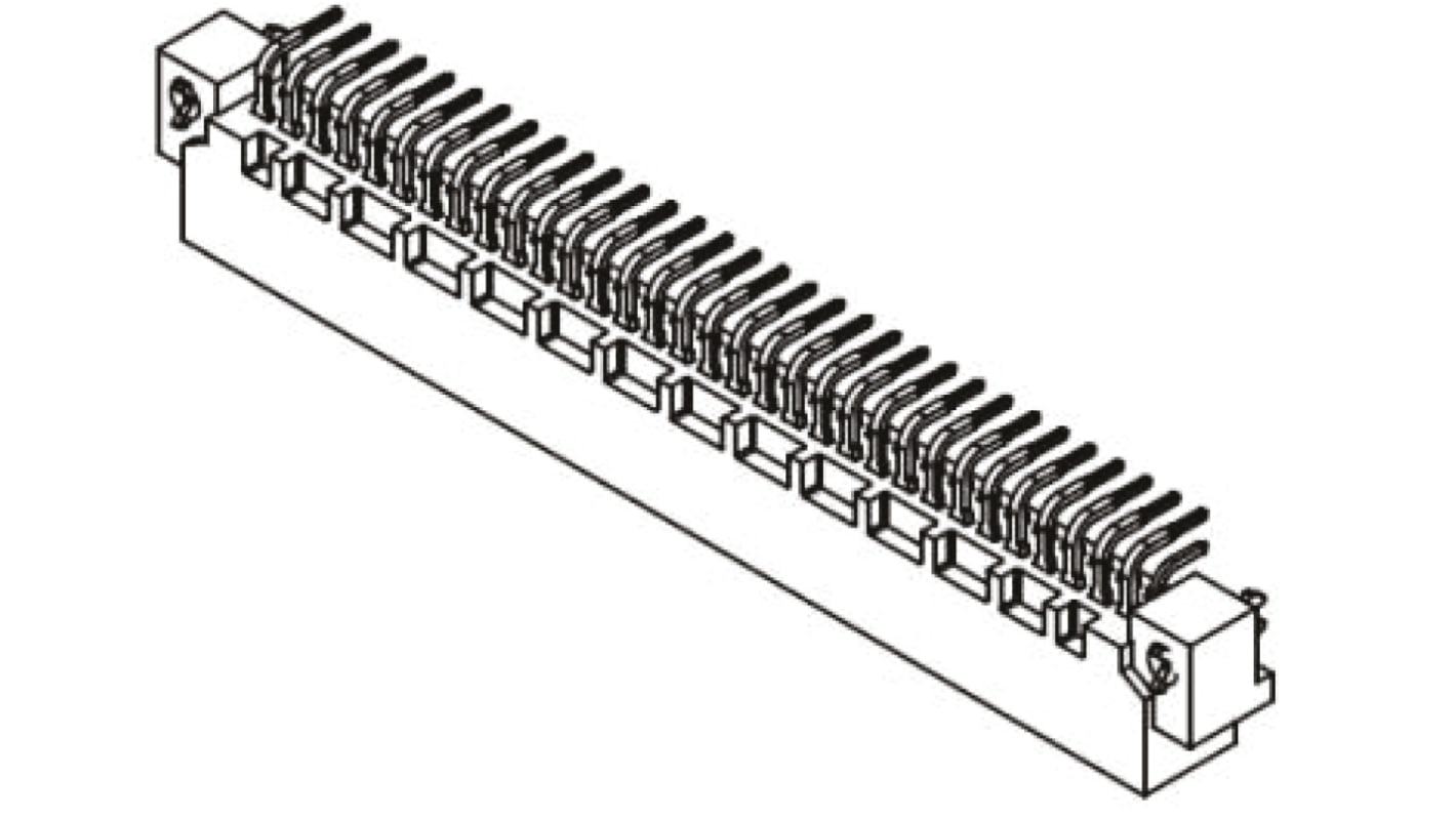 Conector DIN 41612 macho Ángulo de 90° Harting de 64 contactos serie 09 03, paso 2.54mm, 2 filas, clase C2