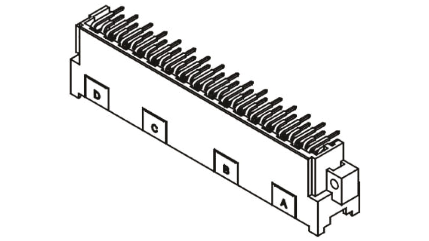 HARTING 09 06 48 Way 2.54 mm, 5.08 mm Pitch, Type F Class C2, 3 Row, Right Angle DIN 41612 Connector, Plug