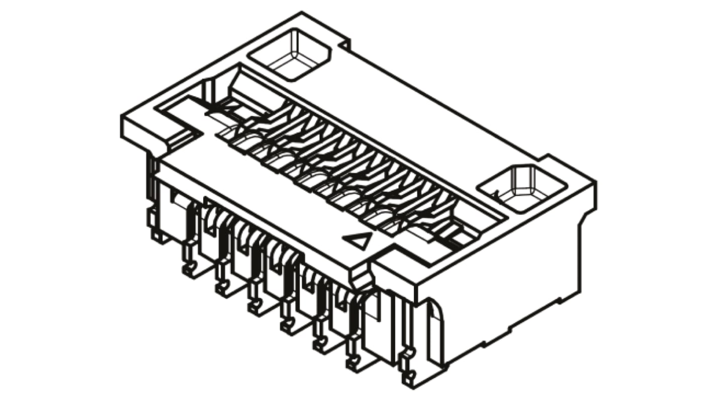 Molex FPC连接器, 母座, 25p, 0.25mm间距, 单排, SMT安装, 直角, 200mA, 50 V 交流/直流, Easy-On系列