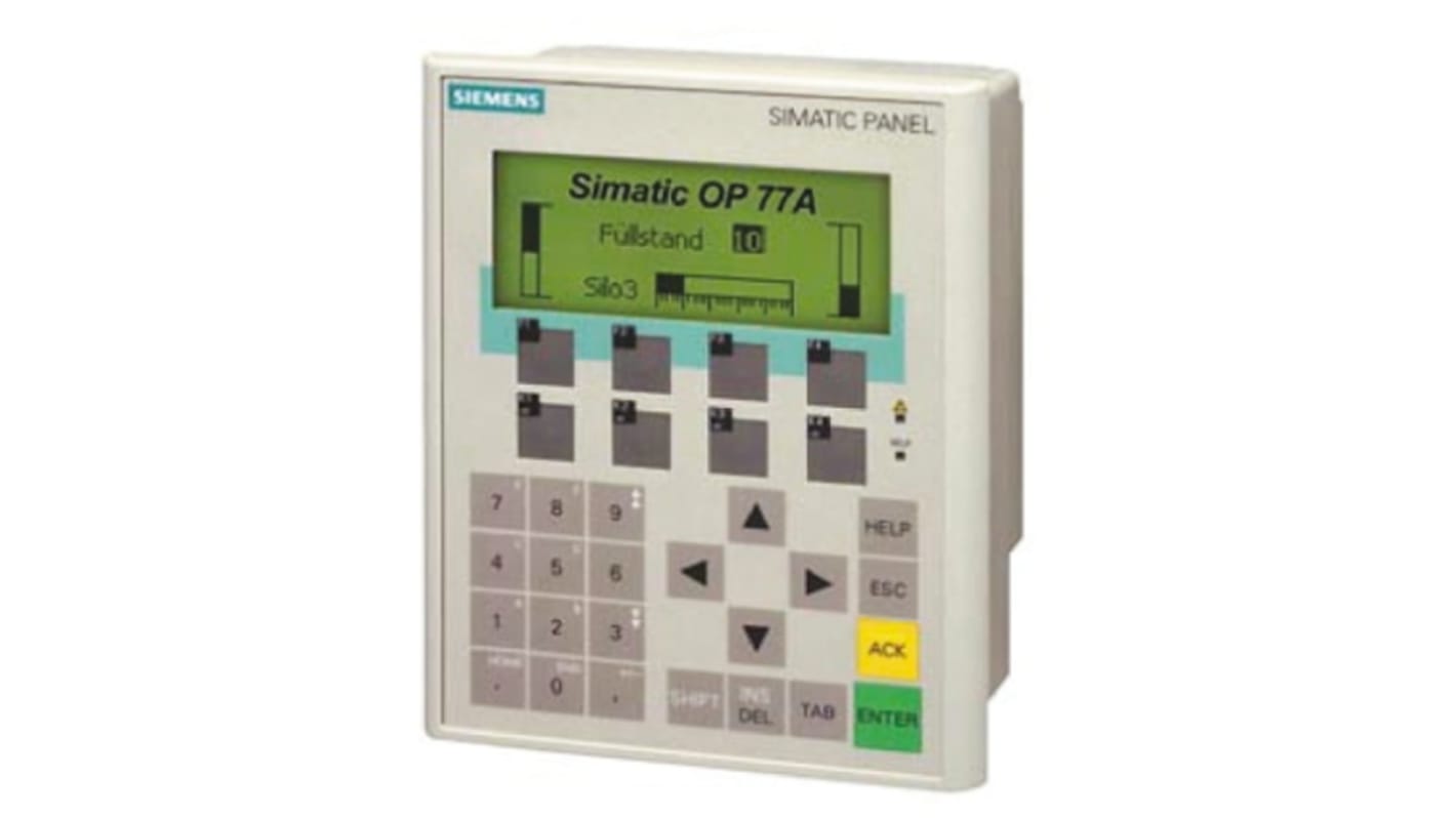 Siemens Backlit STN HMI Terminal, Membrane Keyboard, 4.5 in Display, 1 port, 24 V dc Supply, 186 x 150 x 38.5 mm