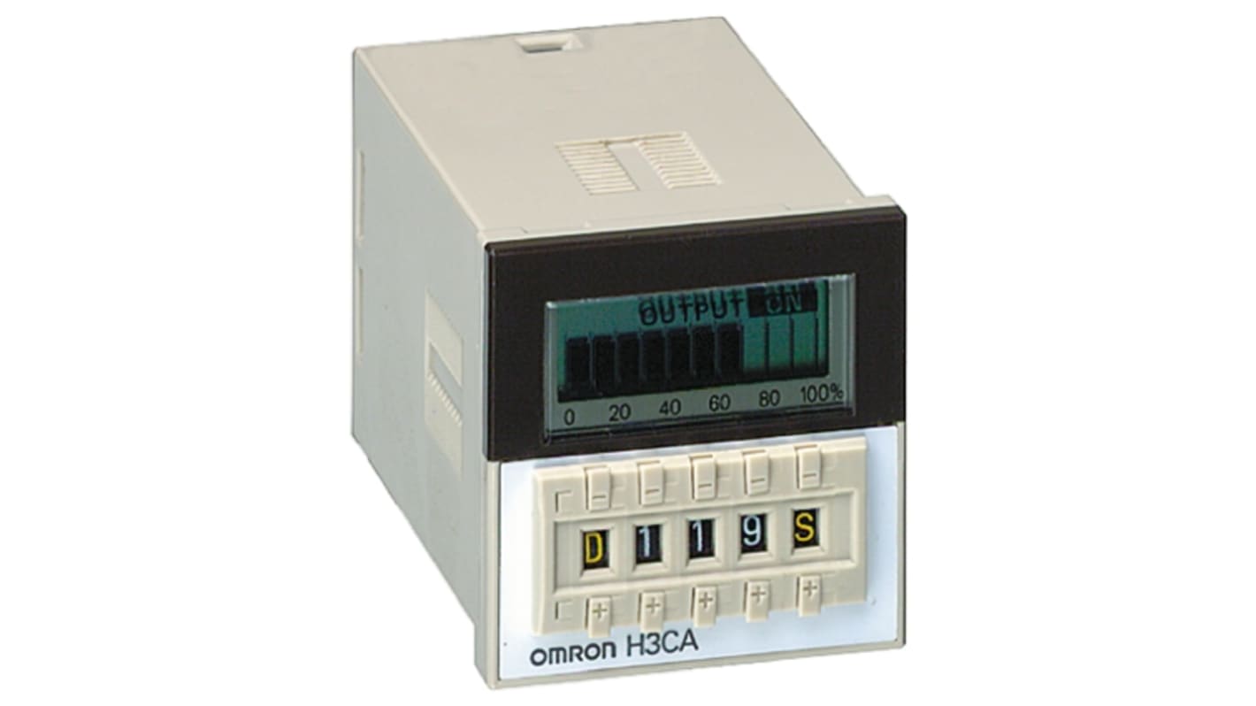 オムロン 多機能 タイマーリレー, 0.1 s → 9990h, 12 → 240 V dc, 24 → 240V ac, DINレール、パネル取り付け、表面実装, H3CA シリーズ
