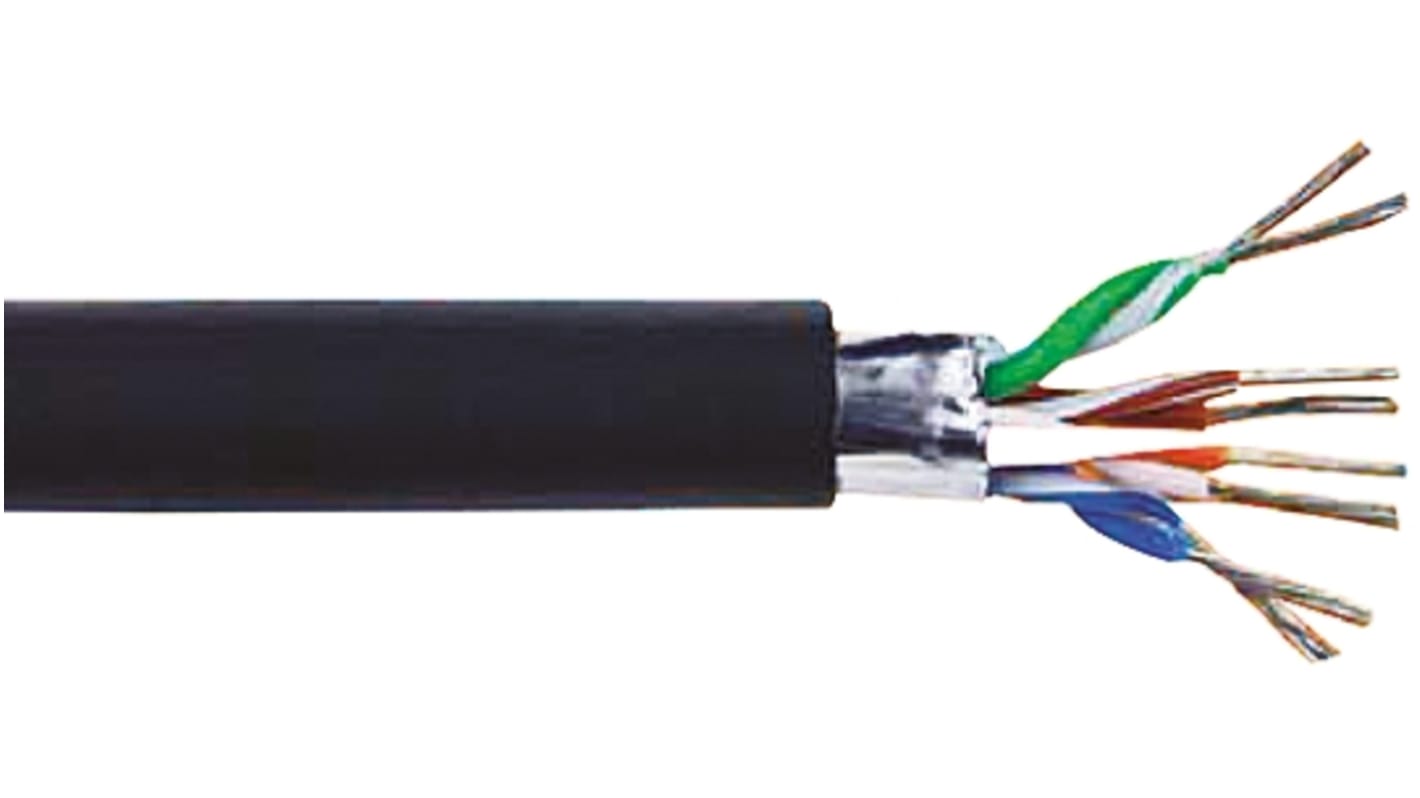 Alpha Wire Cat5e Ethernet Cable, FTP, Black TPE Sheath, 152m