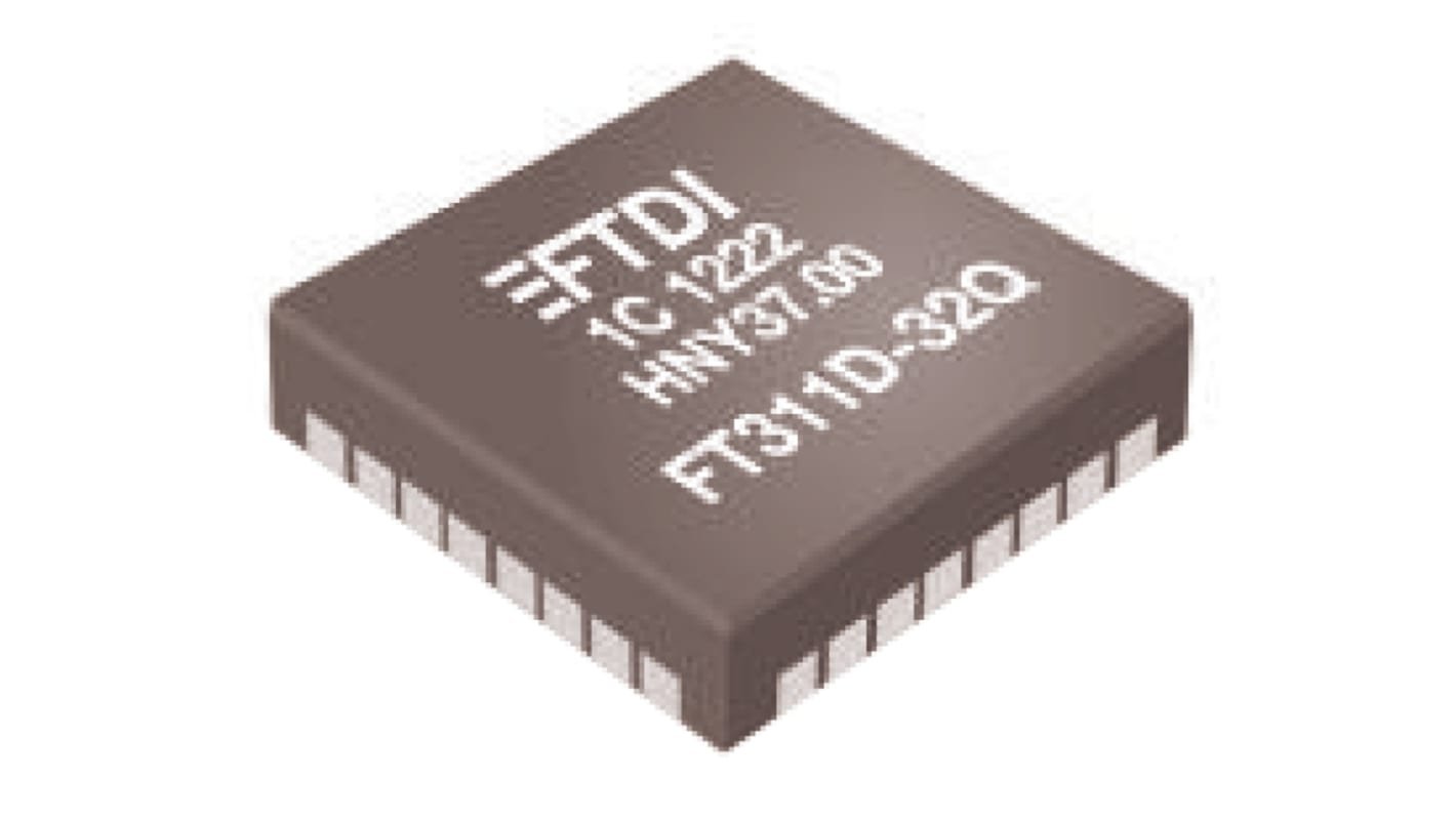 FTDI Chip FT311D-32Q1C-R, USB Controller, USB 1.1, USB 2.0, 3.3 V, 32-Pin QFN