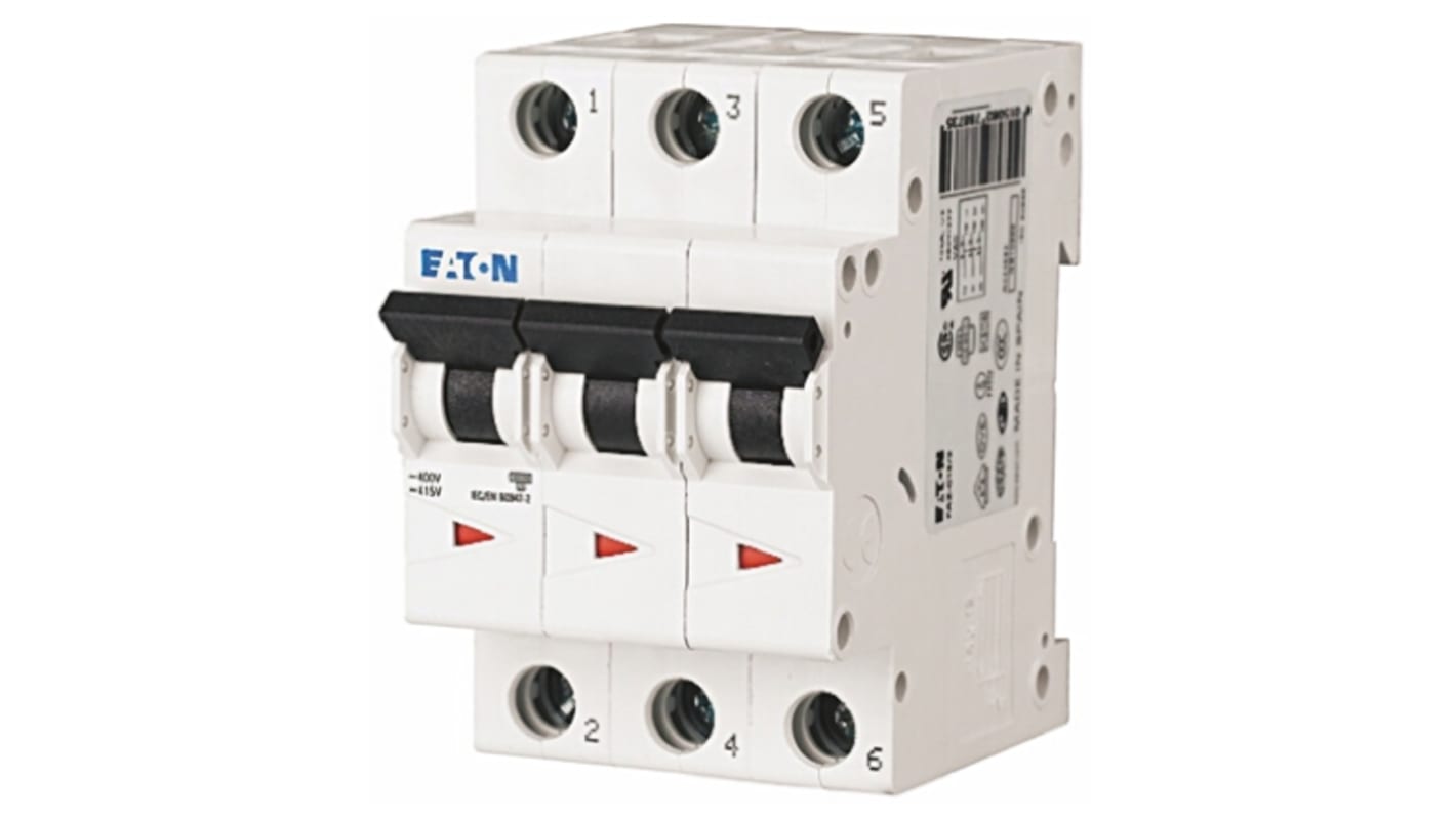 Eaton MCB Leitungsschutzschalter Typ C, 3-polig 63A 230 → 400V, Abschaltvermögen 6 kA xEffect