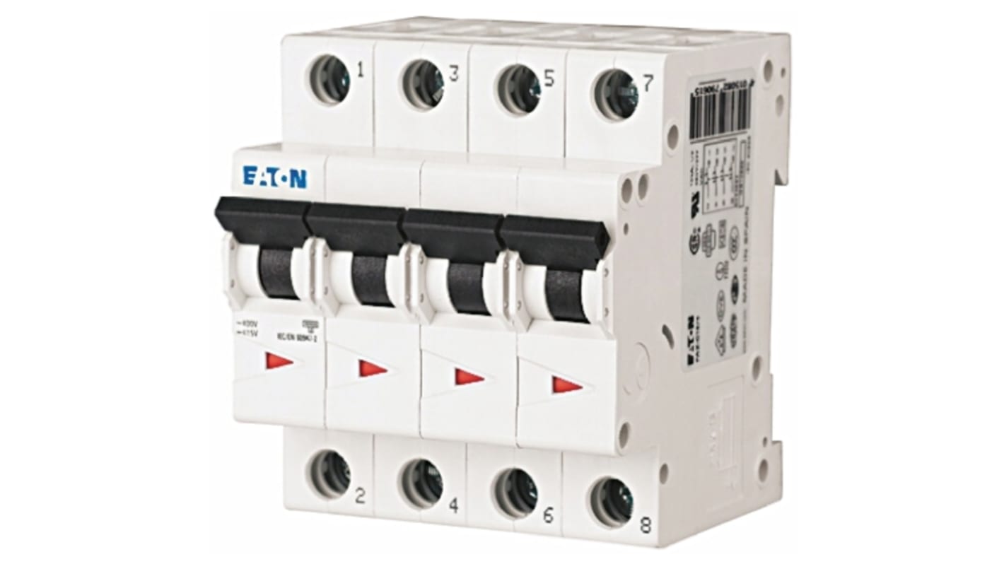 Eaton MCB Leitungsschutzschalter Typ B, Pol 4 10A 230 → 400V, Abschaltvermögen 6 kA xEffect DIN-Schienen-Montage