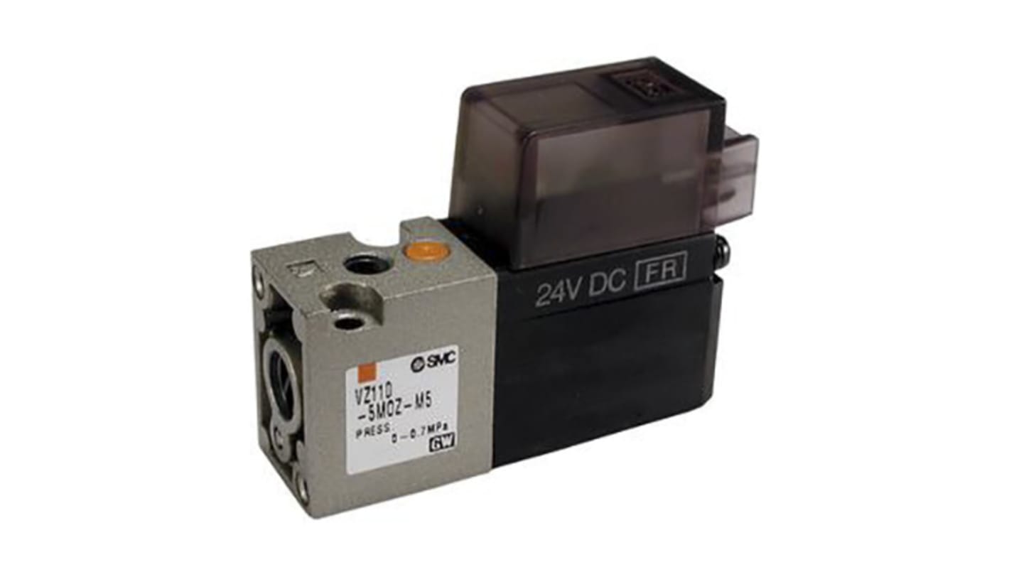 SMC 41700 Pneumatic Solenoid Valve - Solenoid/Spring Metric M5 VZ100 Series 24V dc