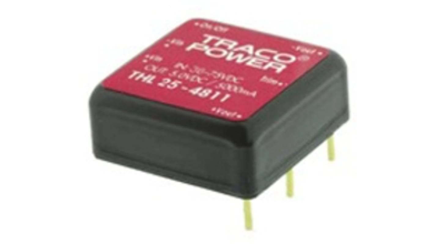 TRACOPOWER THL 25 DC-DC Converter, 5V dc/ 5A Output, 9 → 18 V dc Input, 25W, Through Hole, +80°C Max Temp -40°C