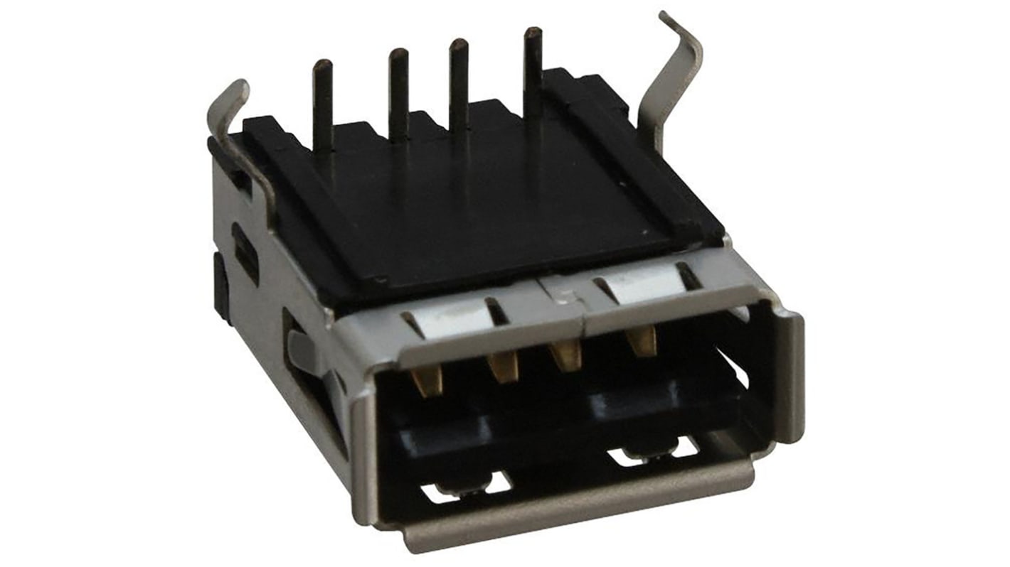 Molex Right Angle, Through Hole, Socket- Single Port Type A USB Connector