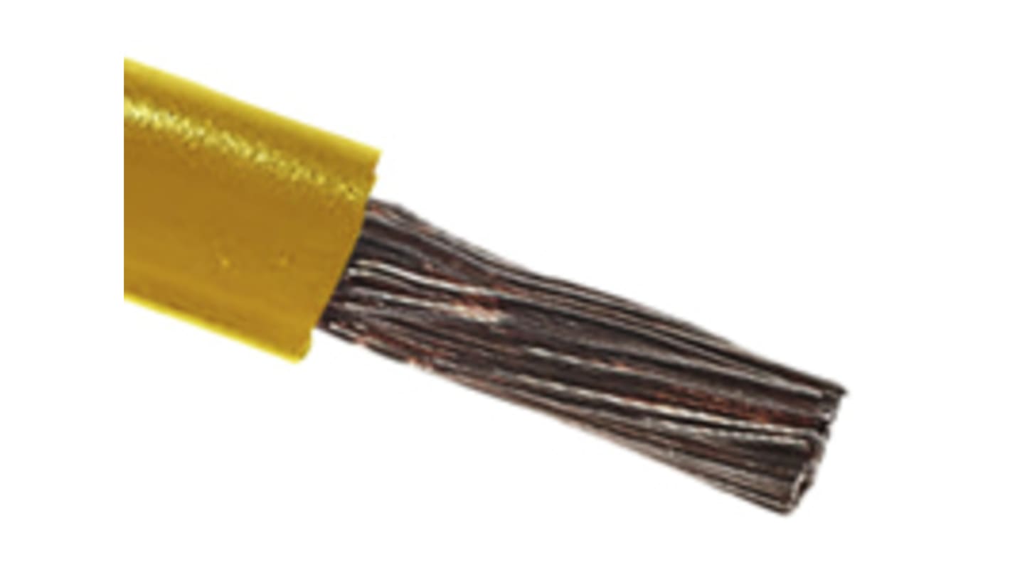 RS PRO Yellow 4 mm² Hook Up Wire, 12 AWG, 52/0.3 mm, 100m, PVC Insulation