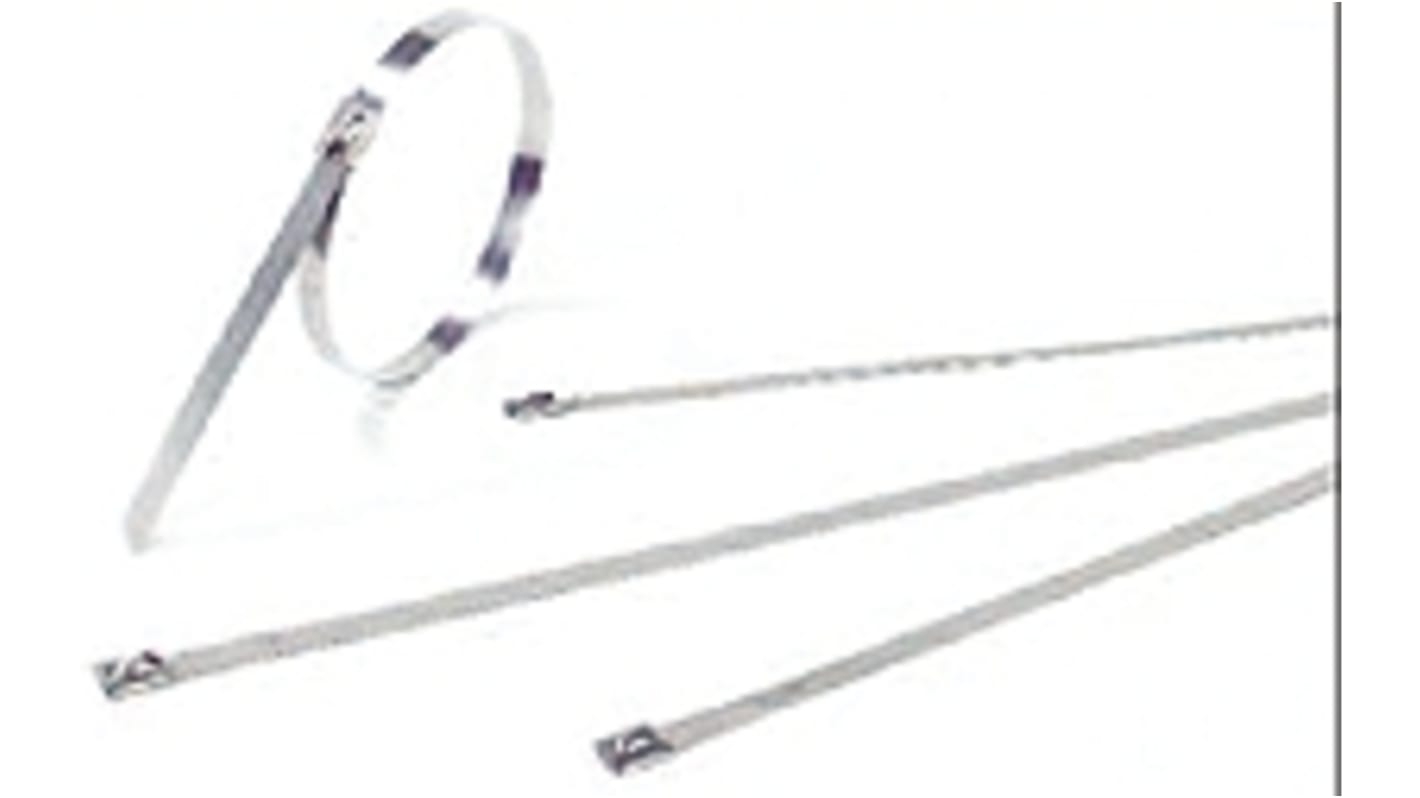 Thomas & Betts Cable Ties, Roller Ball, 520mm x 4.6 mm, Metallic 316 Stainless Steel, Pk-100