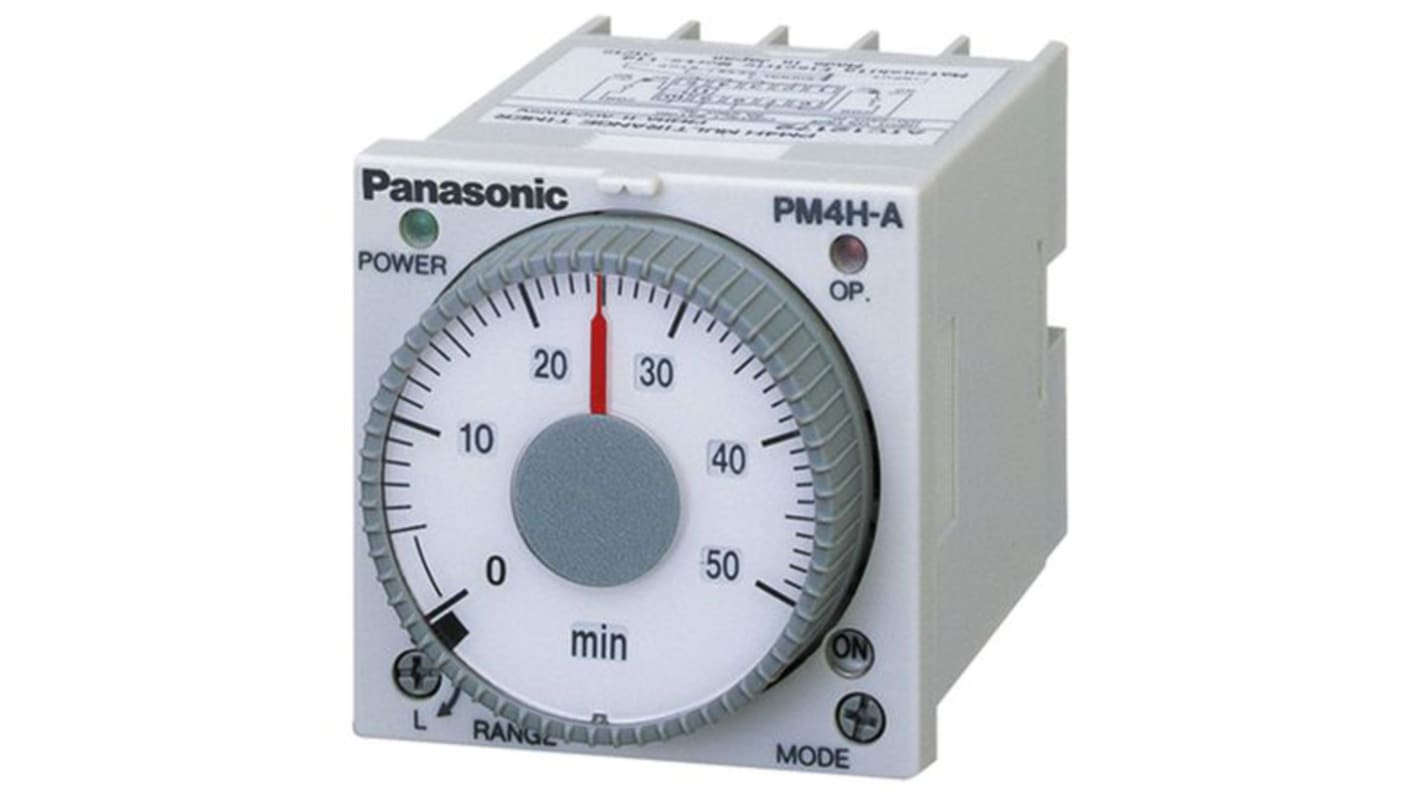 Panasonic Timer Relay, 100 → 240V ac, 2-Contact, 1 s → 500h, DPDT