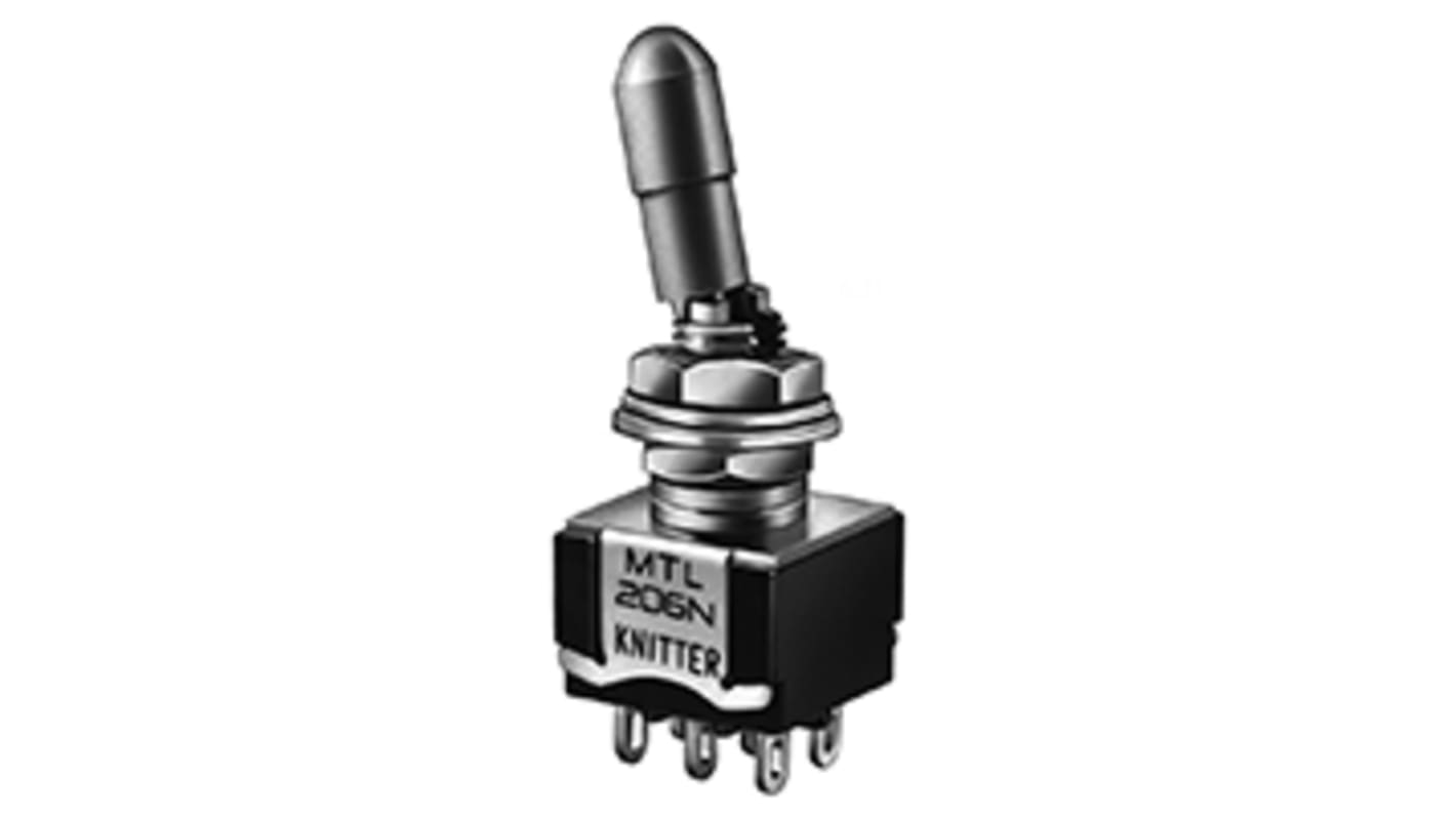 KNITTER-SWITCH Toggle Switch, Panel Mount, On-On-On, DPDT, Solder Terminal
