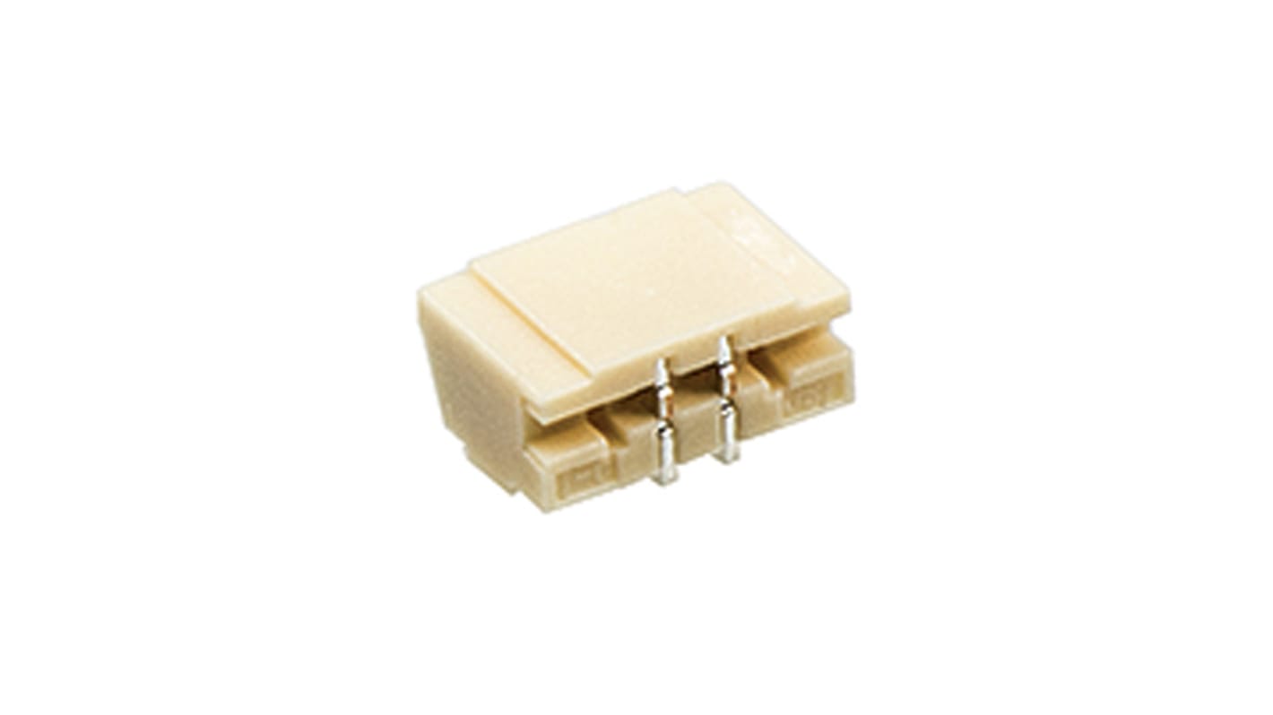 JST XSR Series Straight Surface Mount PCB Header, 2 Contact(s), 0.6mm Pitch, 1 Row(s), Shrouded