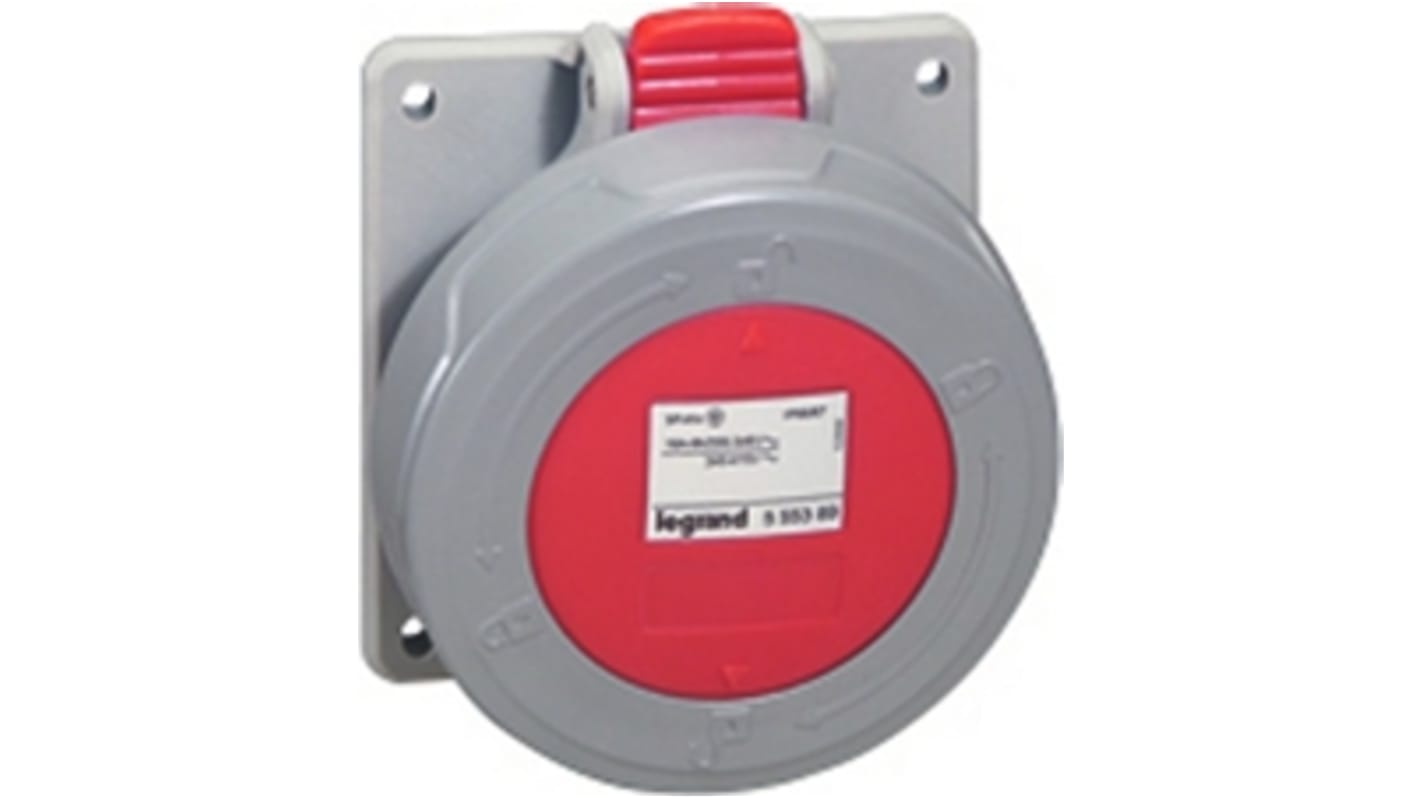 Legrand, P17 Tempra Pro IP66, IP67 Red Panel Mount 3P + N + E Industrial Power Socket, Rated At 32A, 415 V