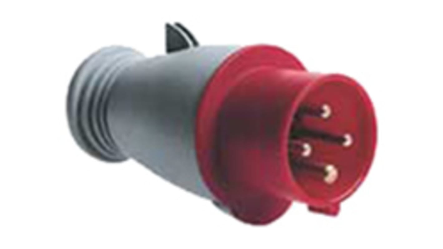 Amphenol Industrial, Easy & Safe IP44 Red Cable Mount 3P + E Industrial Power Plug, Rated At 64A, 415 V