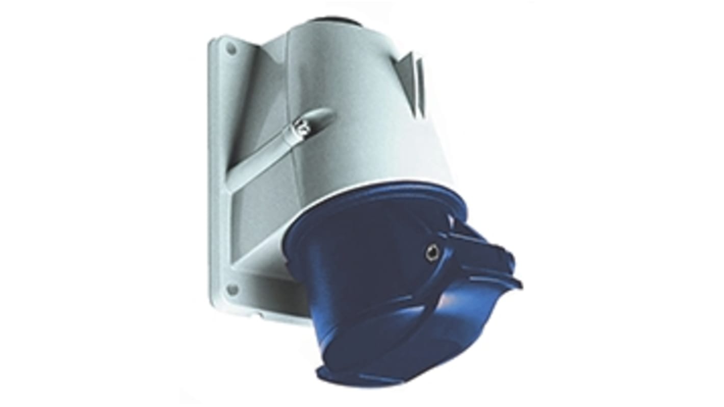 Amphenol Industrial, Easy & Safe IP44 Blue Panel Mount 2P + E Right Angle Industrial Power Socket, Rated At 63A, 230 V