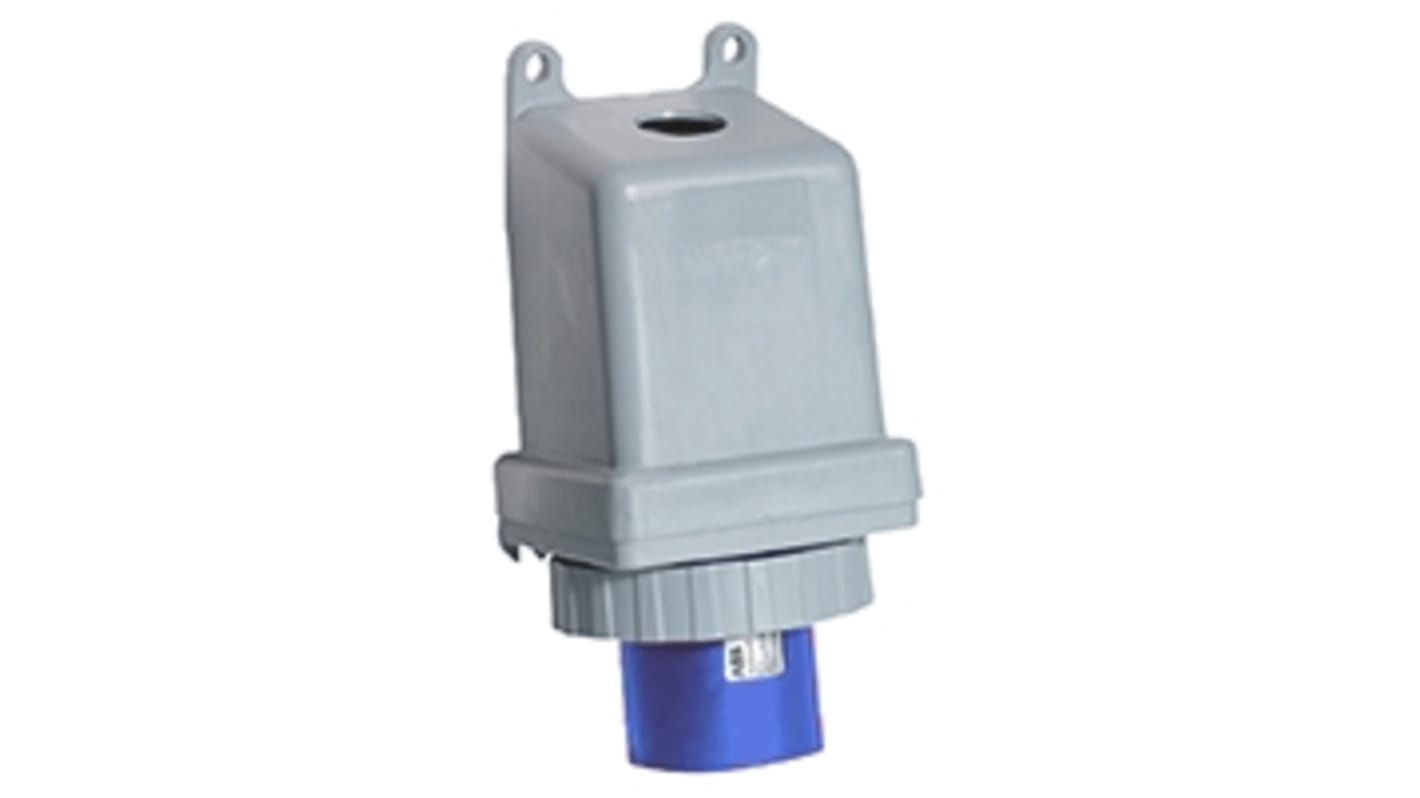 Amphenol Industrial, Tough & Safe IP67 Blue Panel Mount 2P + E Industrial Power Plug, Rated At 63A, 230 V