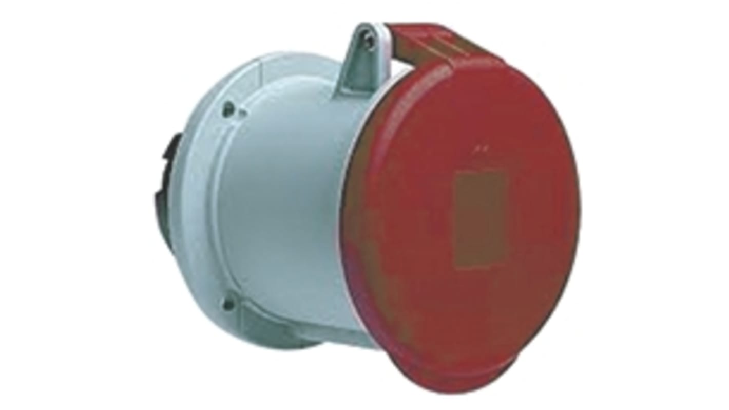 Amphenol Industrial, Easy & Safe IP44 Red Panel Mount 3P + N + E Industrial Power Socket, Rated At 63A, 415 V