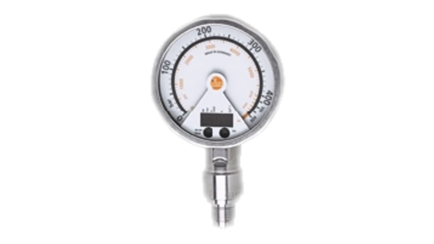 ifm electronic Pressure Sensor, 0bar Min, 400bar Max, Analogue + PNP-NO/NC Programmable Output, Relative Reading