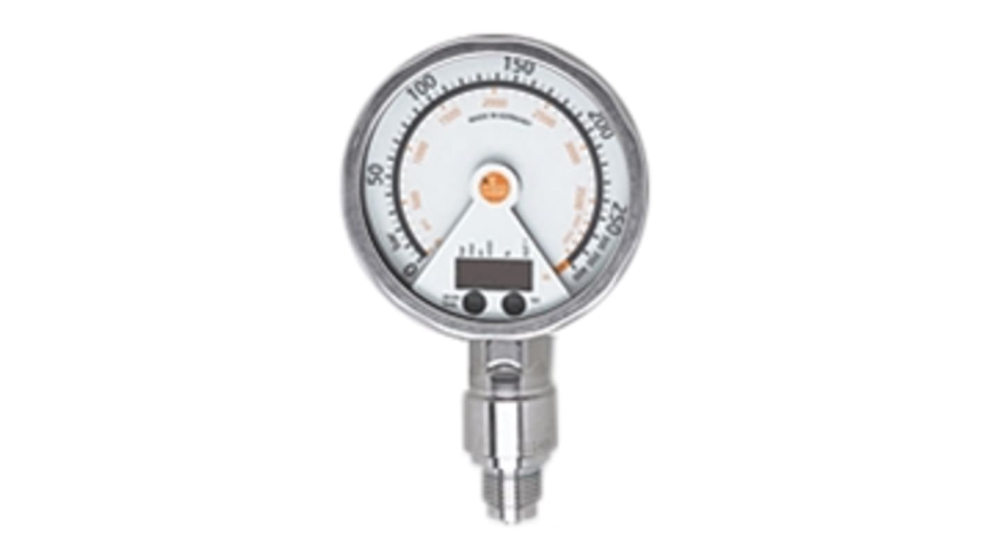 ifm electronic Pressure Sensor, 0bar Min, 250bar Max, Analogue + PNP-NO/NC Programmable Output, Relative Reading