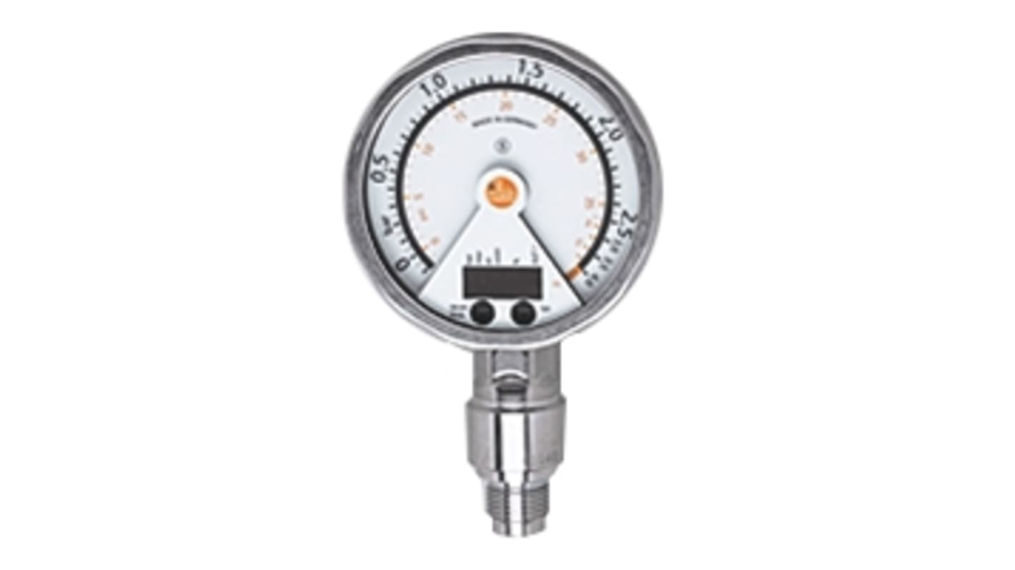 ifm electronic Pressure Sensor, -125mbar Min, 2.5bar Max, Analogue + PNP-NO/NC Programmable Output, Relative Reading