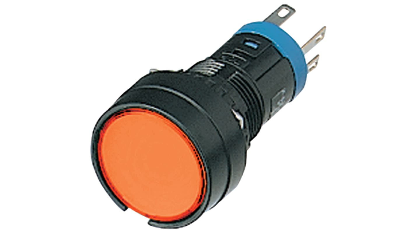 Idec Orange Indicator, 16mm Mounting Hole Size, Solder Tab Termination