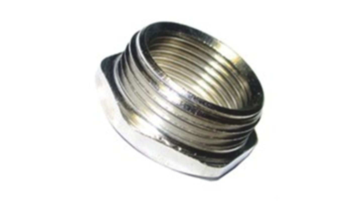 Adaptaflex Thread Converter, Conduit Fitting, PG29 → M32, Brass, Silver