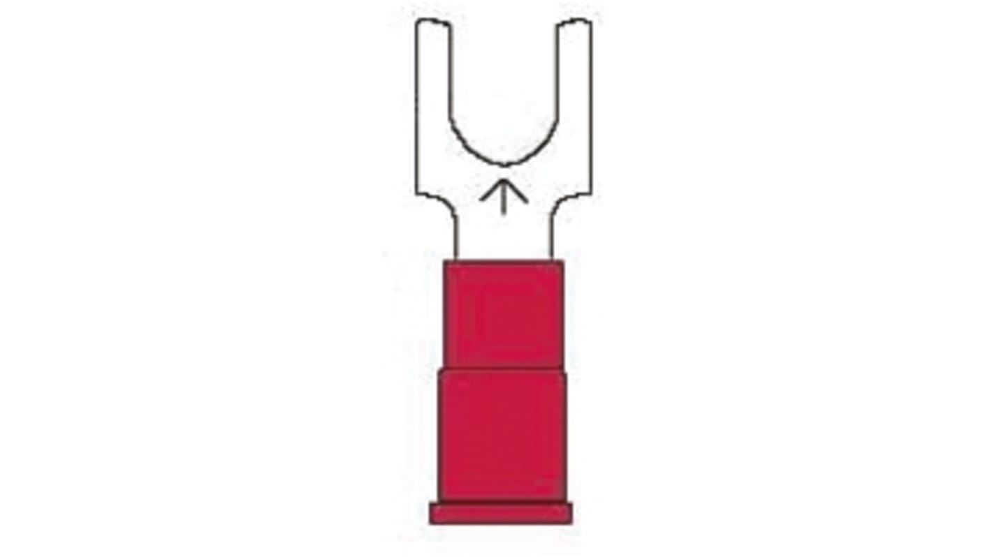 3M BS Insulated Crimp Spade Connector, 22AWG to 18AWG, #10 Stud Size Vinyl, Red
