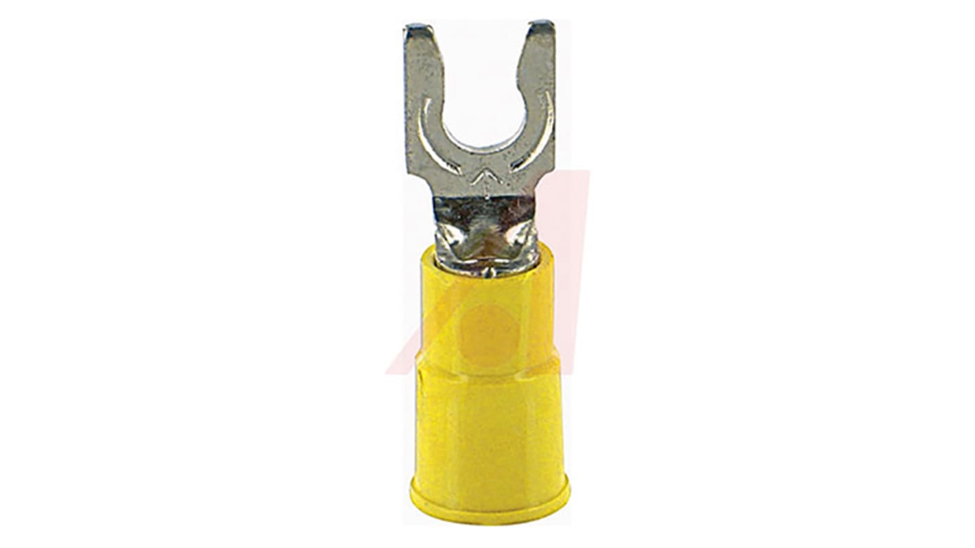 3M LFV Insulated Crimp Spade Connector, 12AWG to 10AWG, #6 Stud Size Vinyl, Yellow
